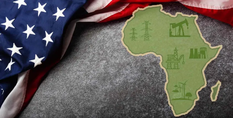 US flag and Africa map