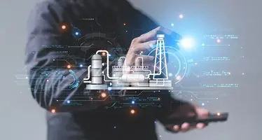 Businessman checking oil and gas shares