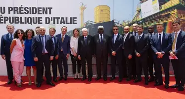 Italy President visit Eni facility in Côte d'Ivoire.