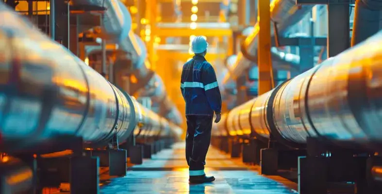 worker in an oil and gas setup