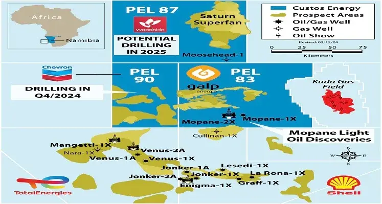 Orange Basin, Namibia exploration map